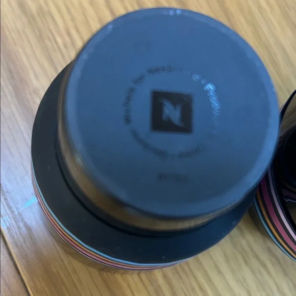 Nespresso Black Cups with Vibrant Stripes set of 2 new in 2017 holiday gift - Picture 4 of 4